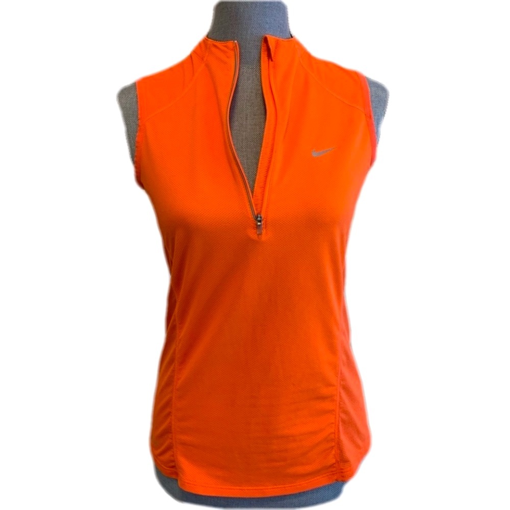 orange Nike dry fit athletic shirt, small pocket on back. Small sleeveless